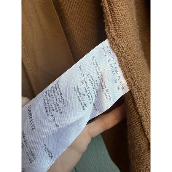 Olsen Europe 100% Wool Knit Coat / Cardigan | Camel Brown | Classic Tailored - Picture 6 of 8